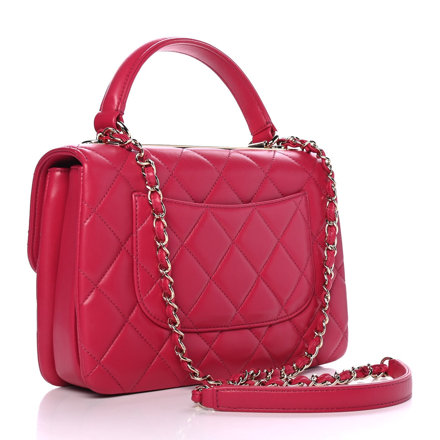 Lambskin Quilted Small Trendy CC Flap Dual Handle Bag Pink