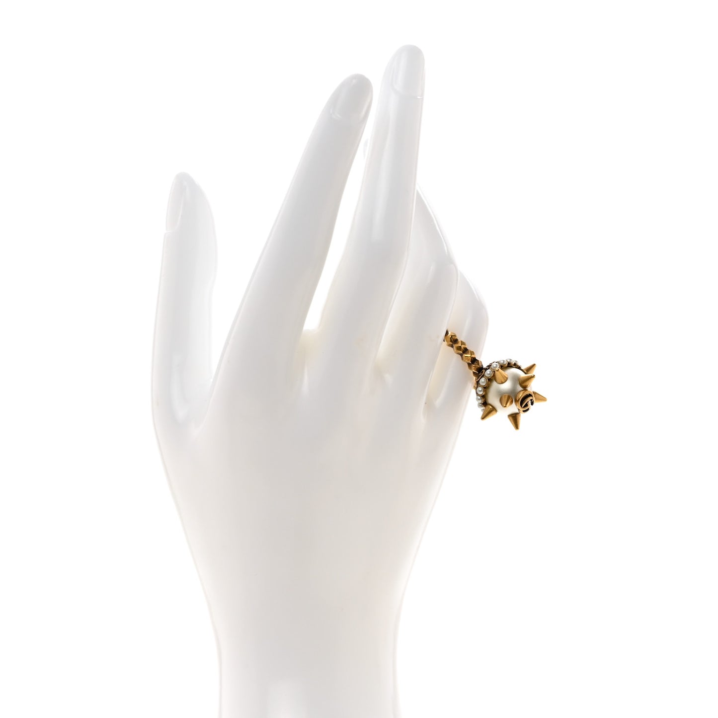 Metal Pearl Spike Studded Ring XS Aged Gold