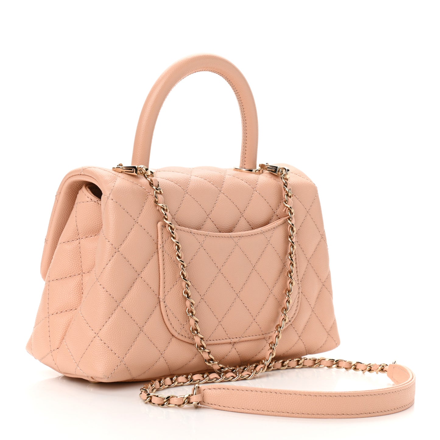 Caviar Quilted Mini Coco Handle Flap Light Pink