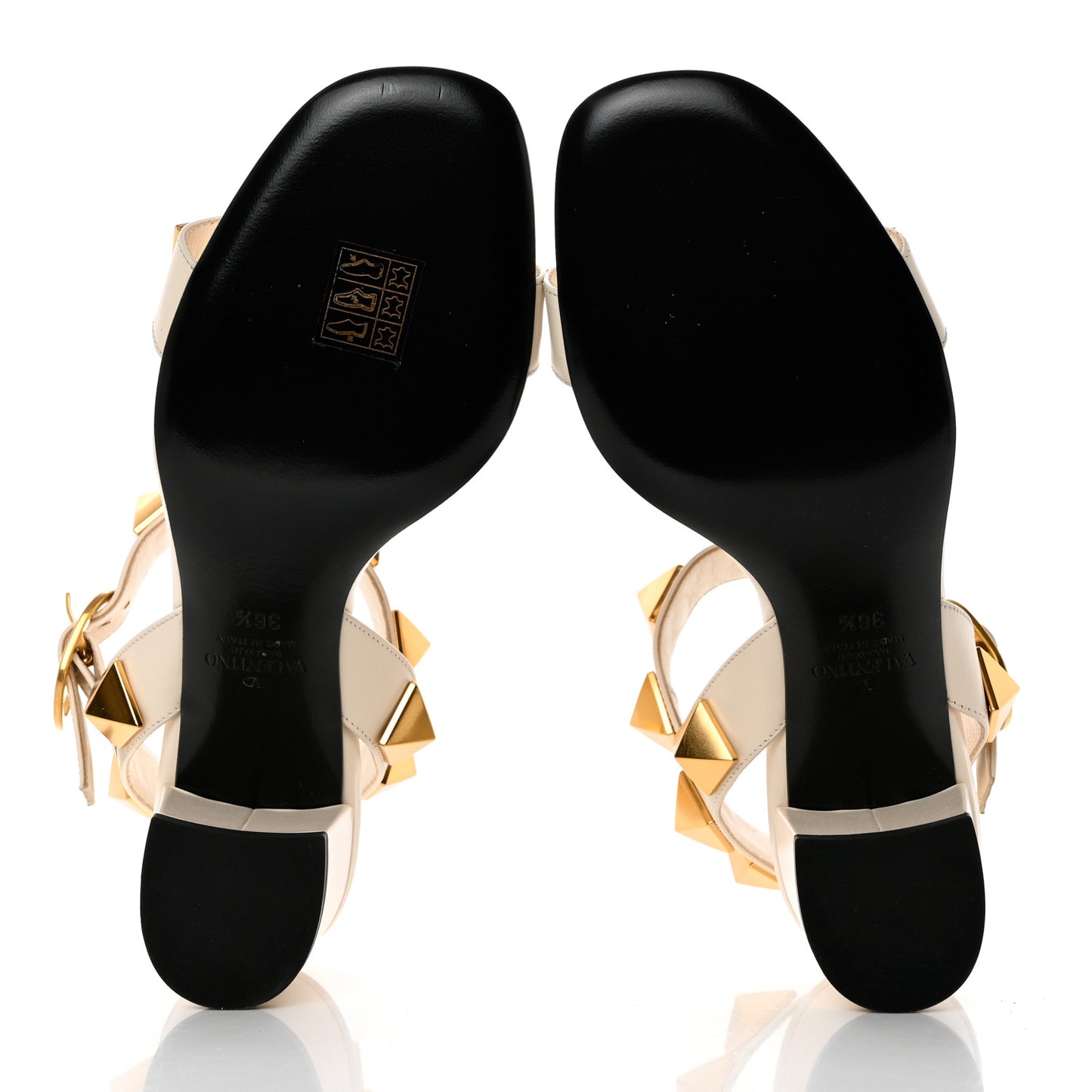 Calfskin Roman Stud 60mm Sandals 36.5 Light Ivory