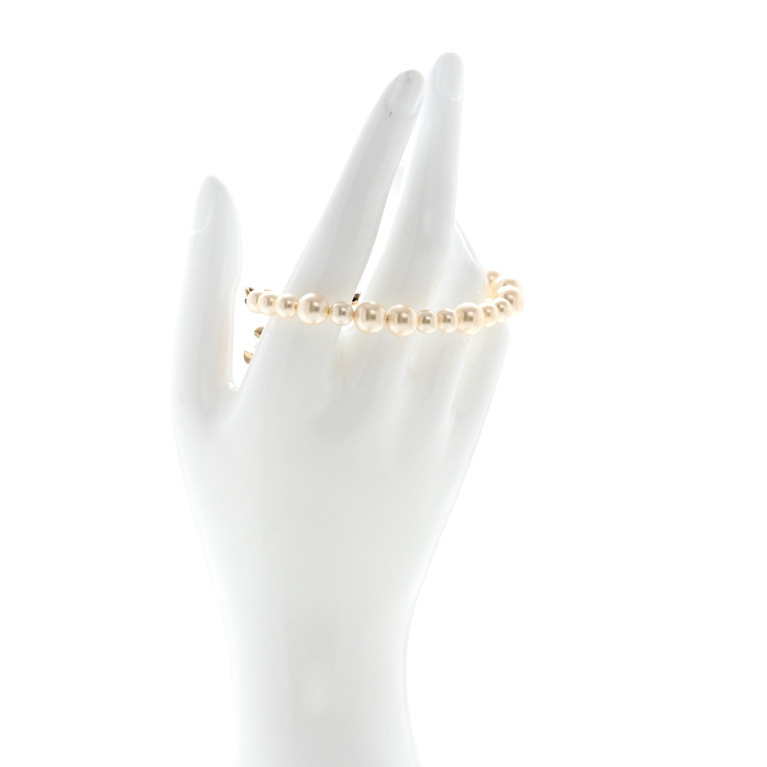 Chanel Graduated Pearl Crystal CC Bracelet Gold 2 of 4
