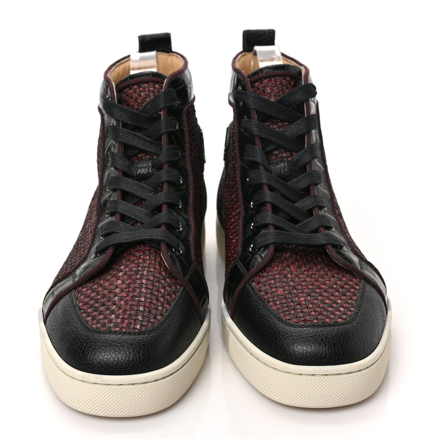 Raffia Crocodile Embossed Rantus Mens Orlato Flat Sneakers 42.5 Bordeaux