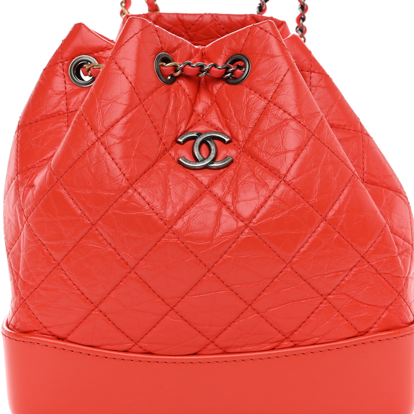 Aged Calfskin Quilted Small Gabrielle Backpack Orange