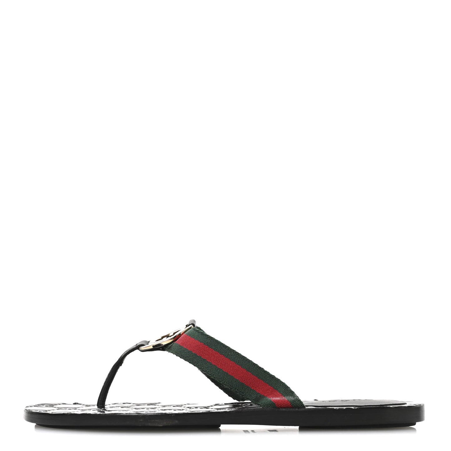 Nylon Guccissima Web Womens Thong Sandals 36.5 Green Red Black