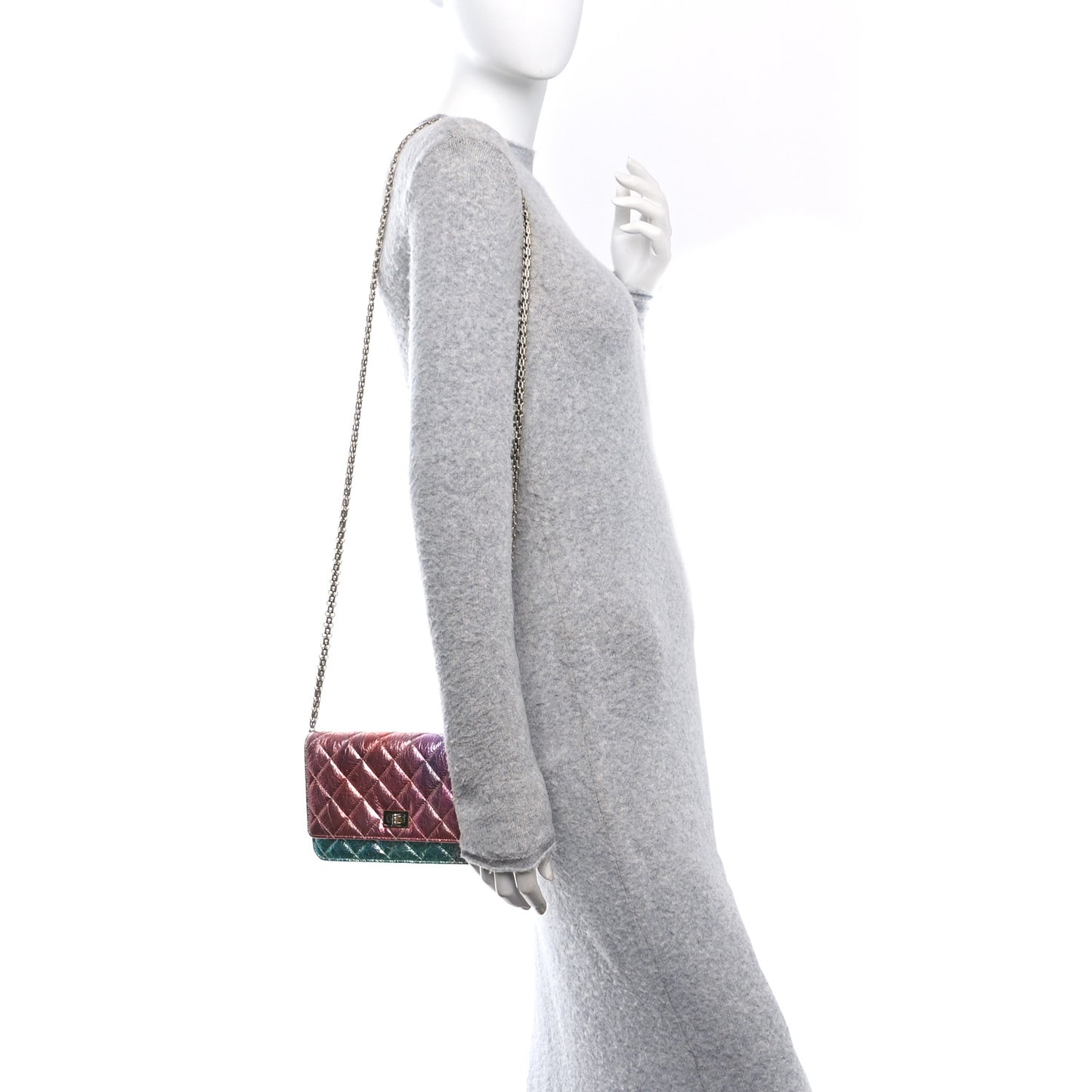 Metallic Goatskin Quilted 2.55 Reissue Wallet on Chain WOC Multicolor