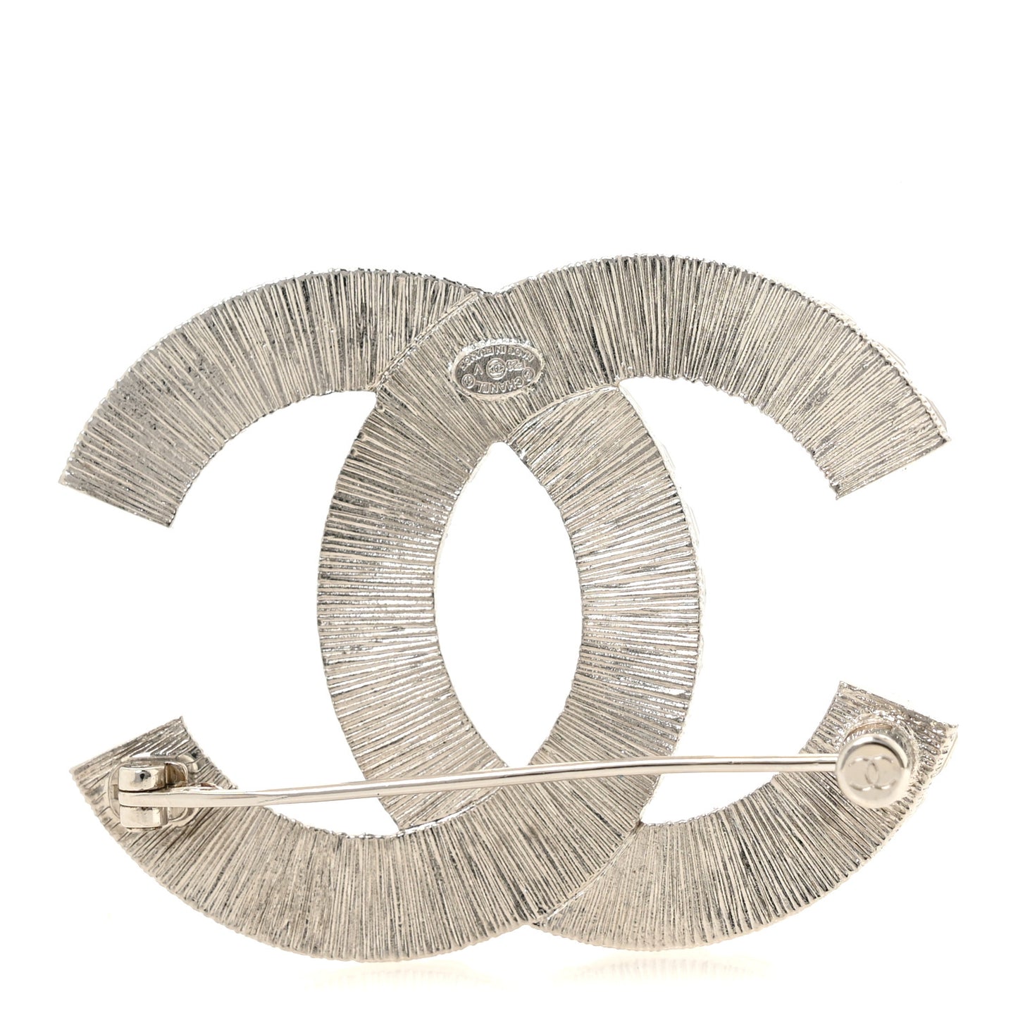 Baguette Crystal CC Brooch Silver