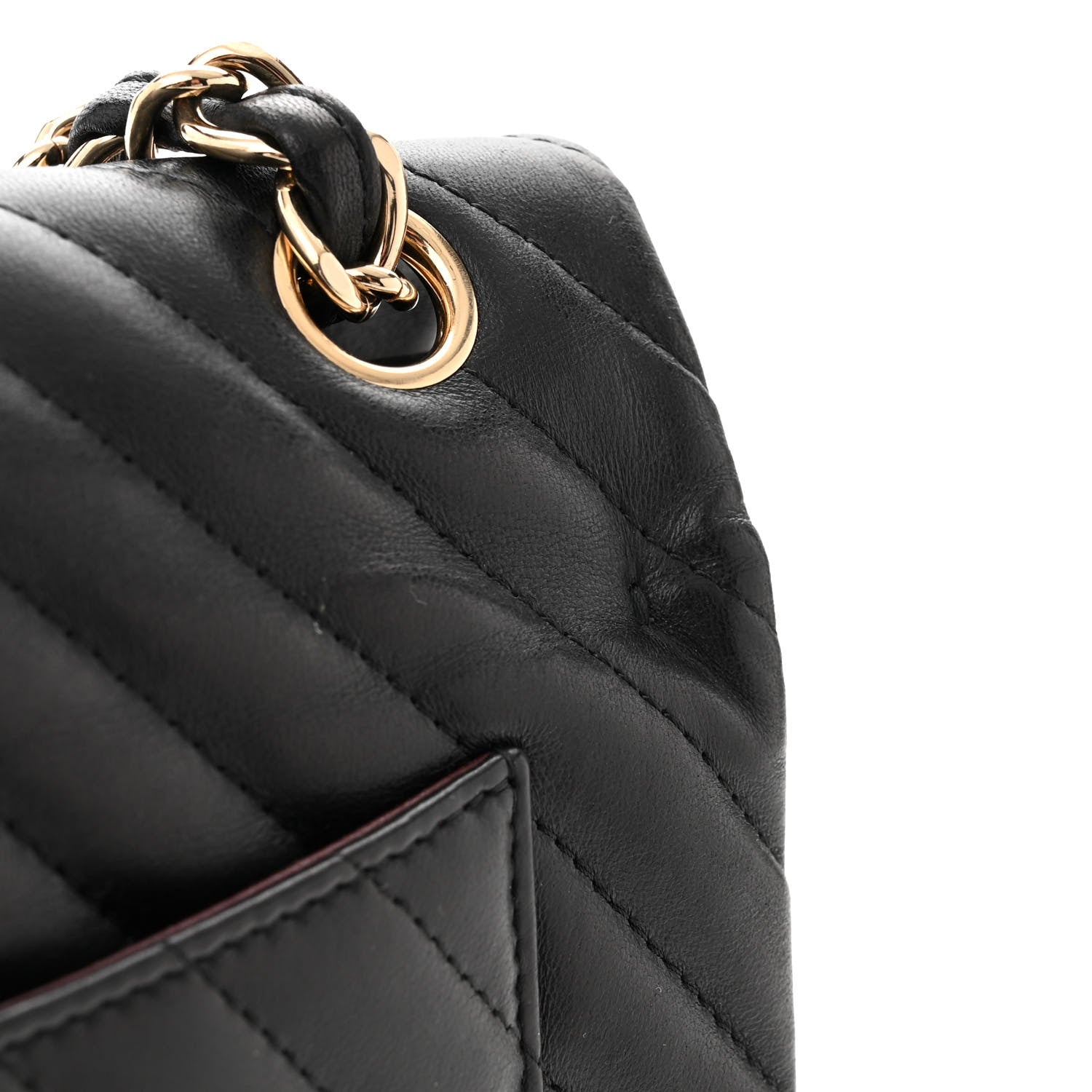 Chanel Lambskin Chevron Quilted Jumbo Double Flap Black 12 of 13