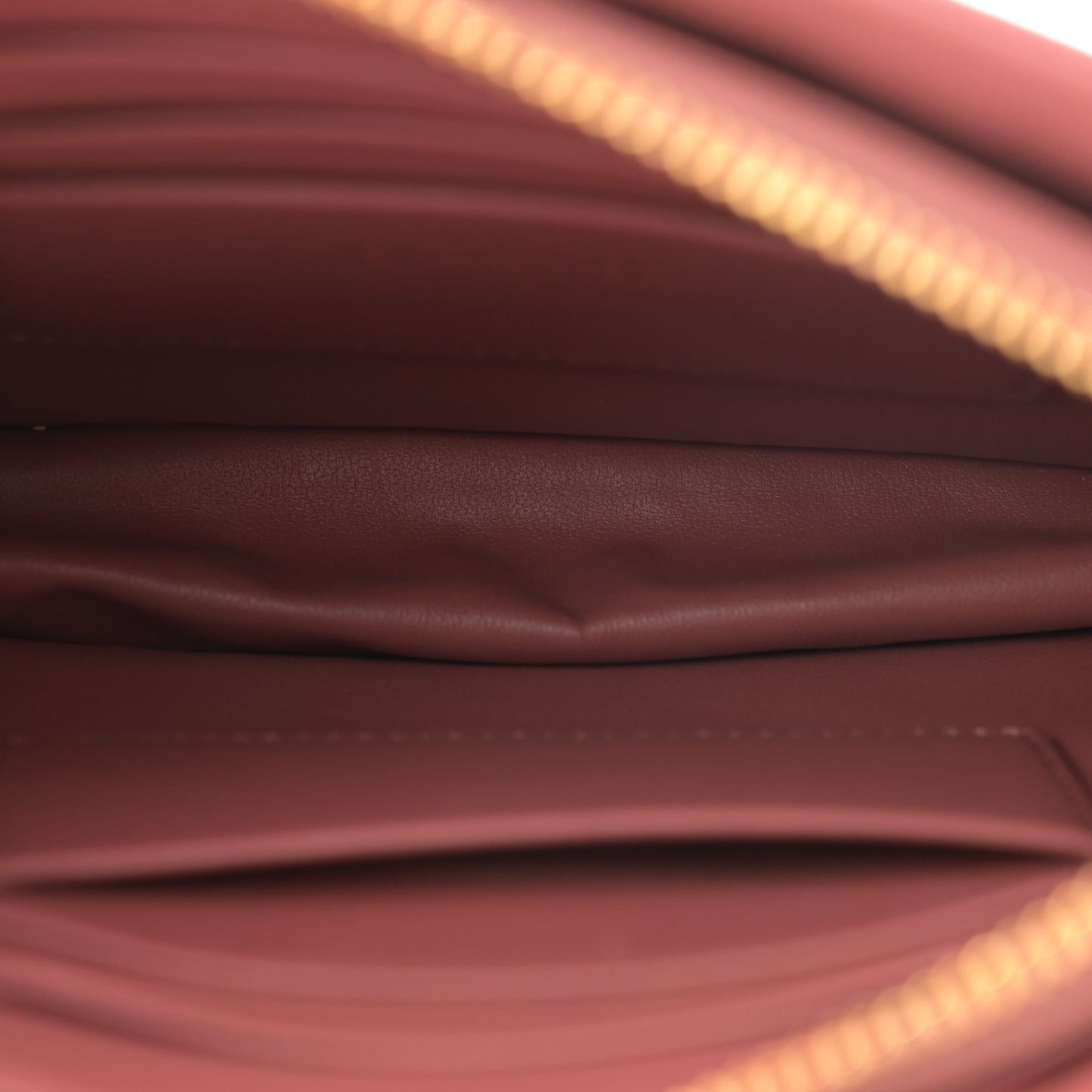 Calfskin Cannage Caro Zipped Pouch With Chain Rust