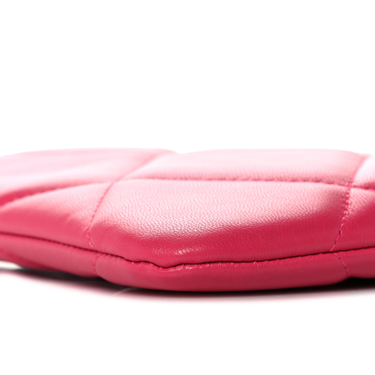Shiny Goatskin Quilted Chanel 19 Pouch Dark Pink