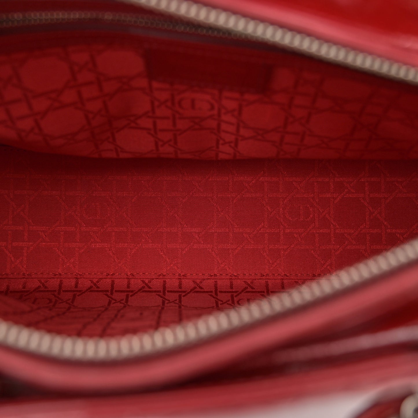 Patent Cannage Large Lady Dior Red