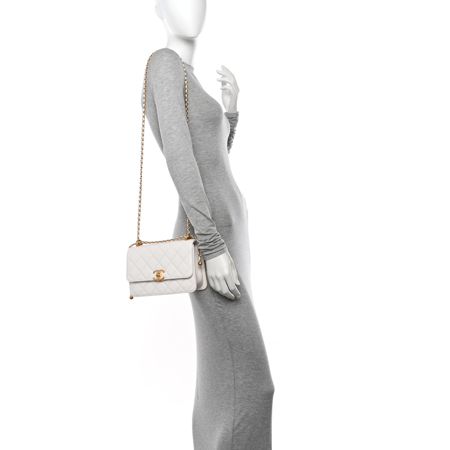Calfskin Quilted Perfect Fit Flap White