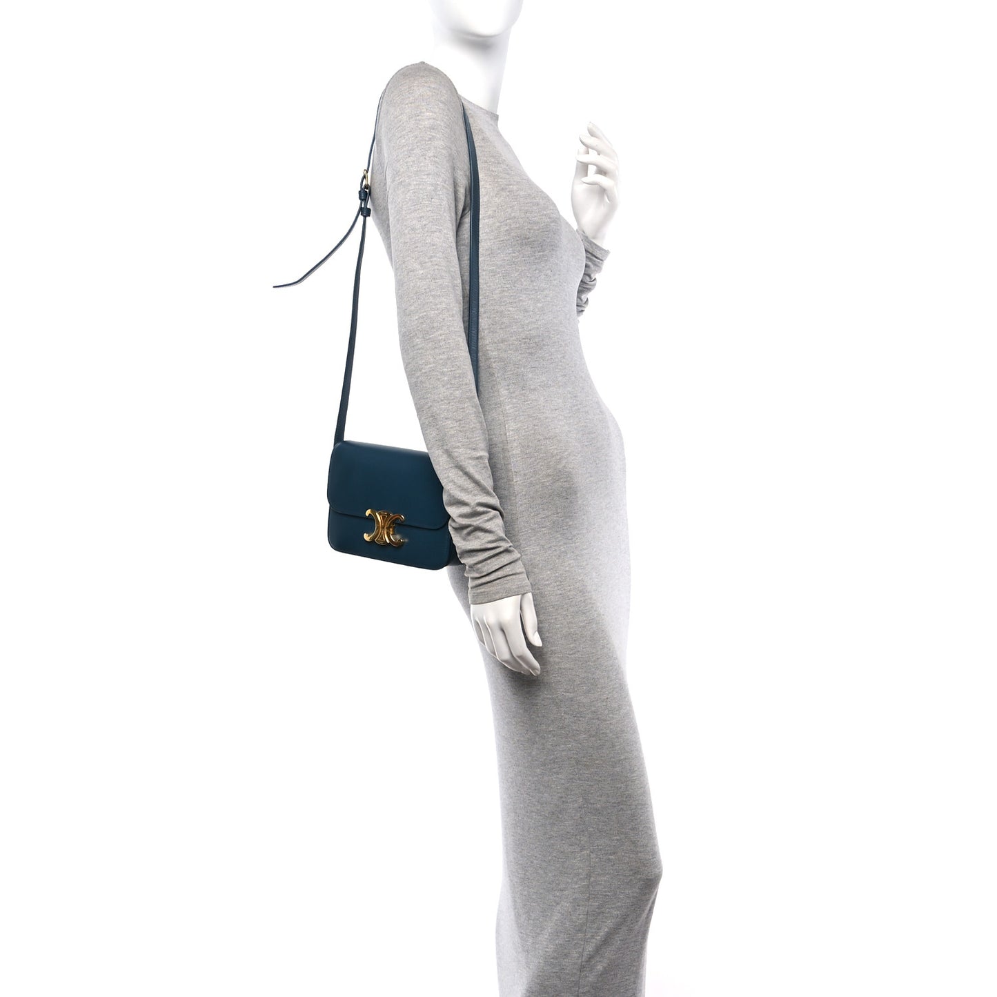 Shiny Calfskin Teen Triomphe Petrol