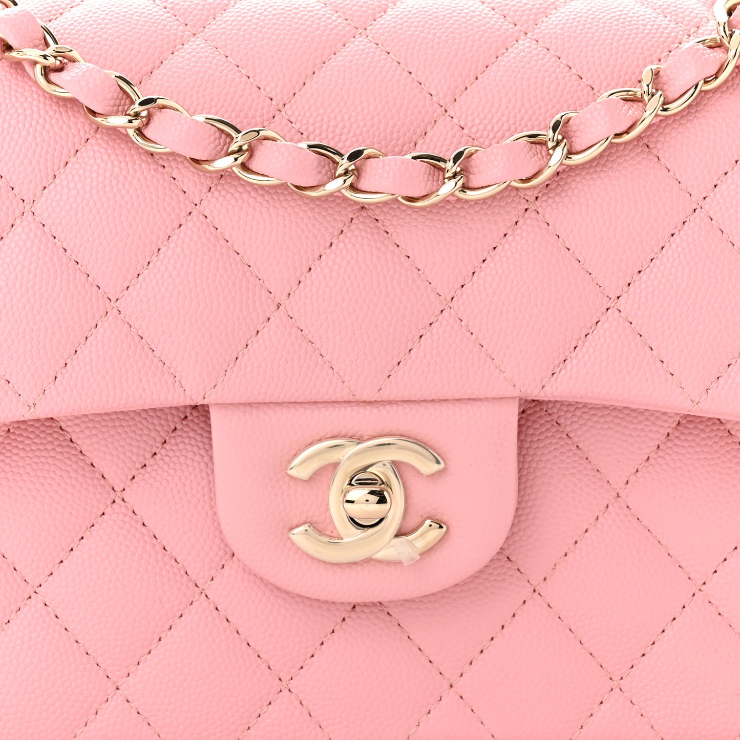 Caviar Quilted Small Double Flap Pink