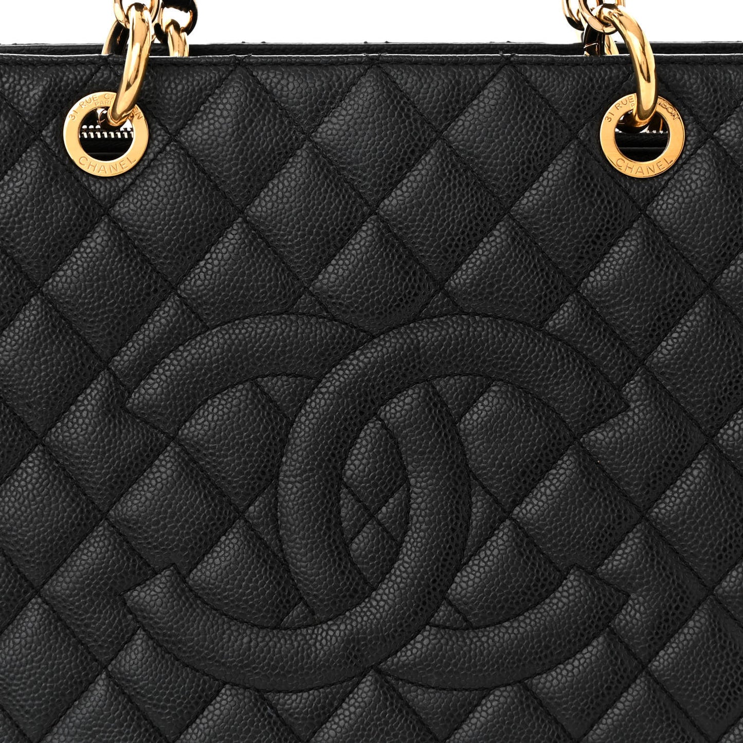 Caviar Quilted Grand Shopping Tote GST Black