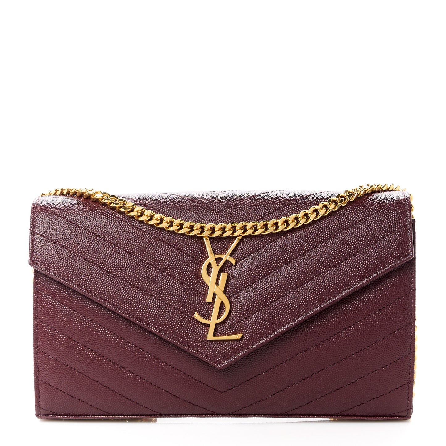 Grain De Poudre Matelasse Chevron Monogram Chain Wallet Rouge Legion