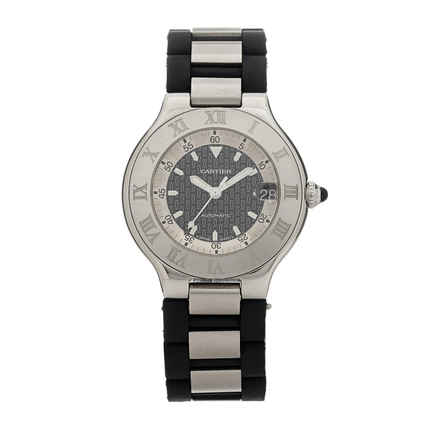 Stainless Steel Rubber 37mm Must de 21 Autoscaph Automatic Watch Black