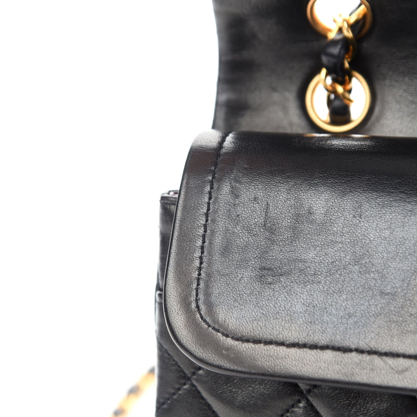 Lambskin Quilted Medium Double Flap Black