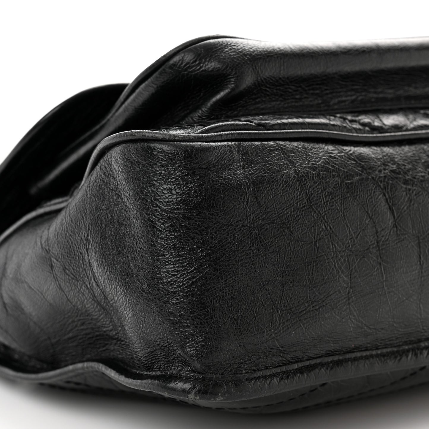 Crinkled Calfskin Matelasse Monogram Medium Niki Chain Satchel Black