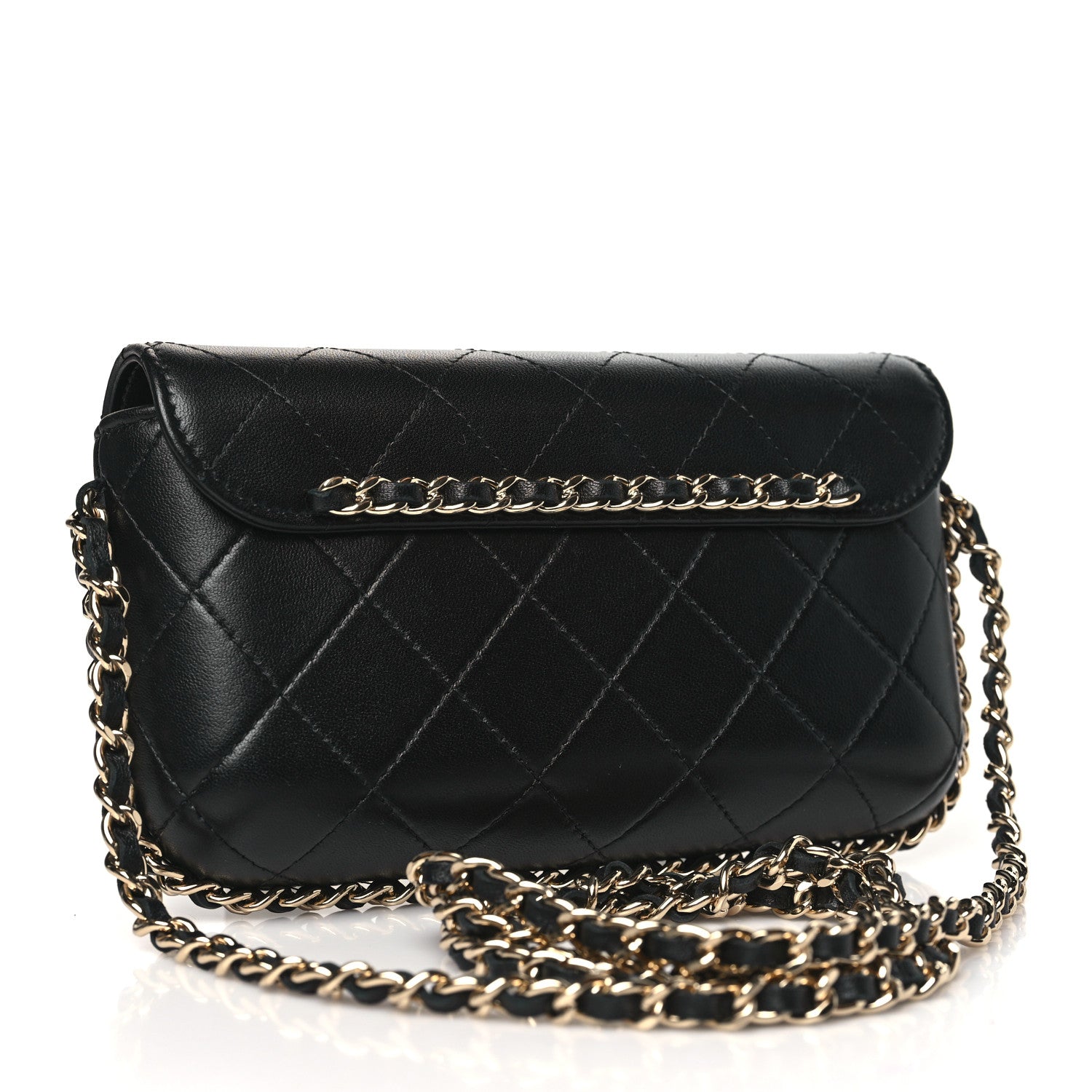 Chanel Lambskin Quilted Chain Around Clutch On Chain Black 3 of 10