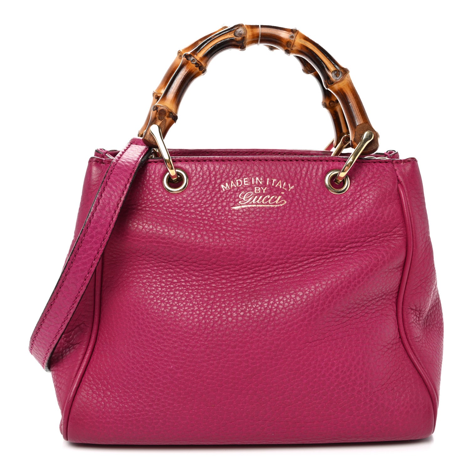 Gucci Calfskin Mini Bamboo Shopper Tote Bright Bougainvillea