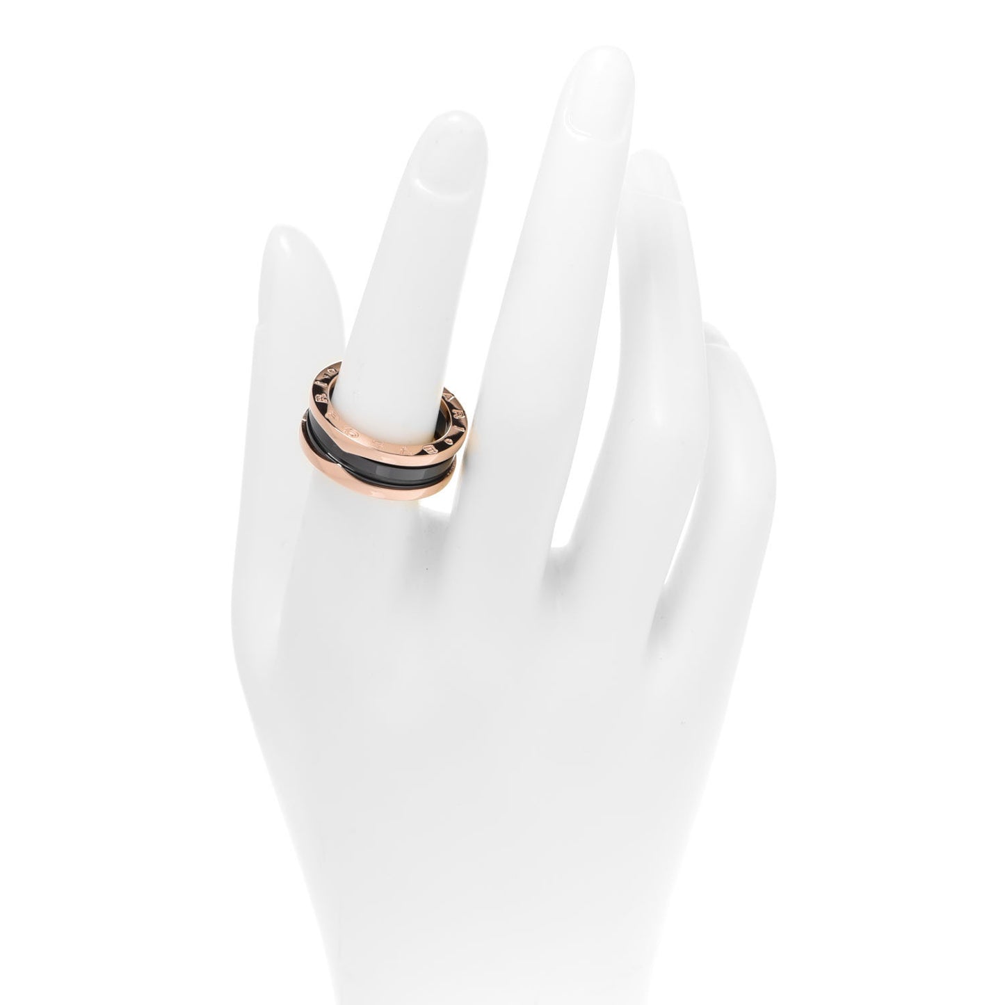 18K Rose Gold Black Ceramic B.Zero1 Two-Band Ring 57 8
