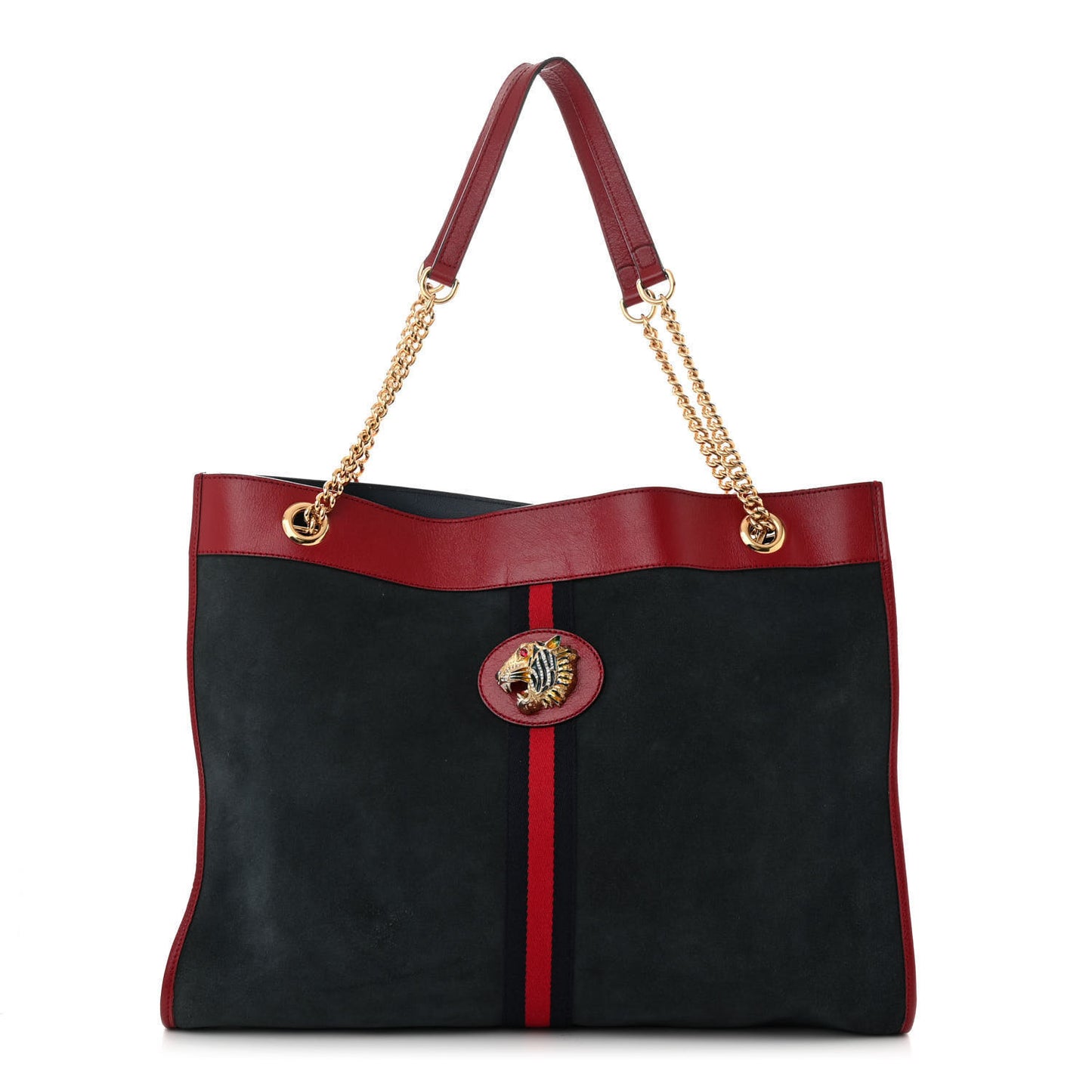 Suede Calfskin Large Rajah Chain Tote New Blue Romantic Cherry