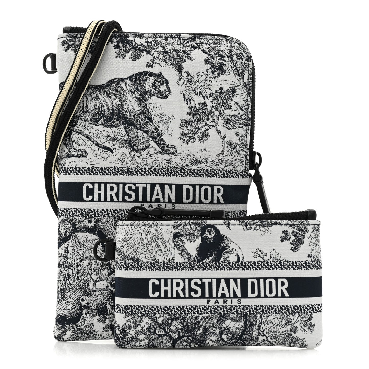 Technical Fabric Embroidered Toile De Jouy DiorTravel Multifunction Pouch Blue