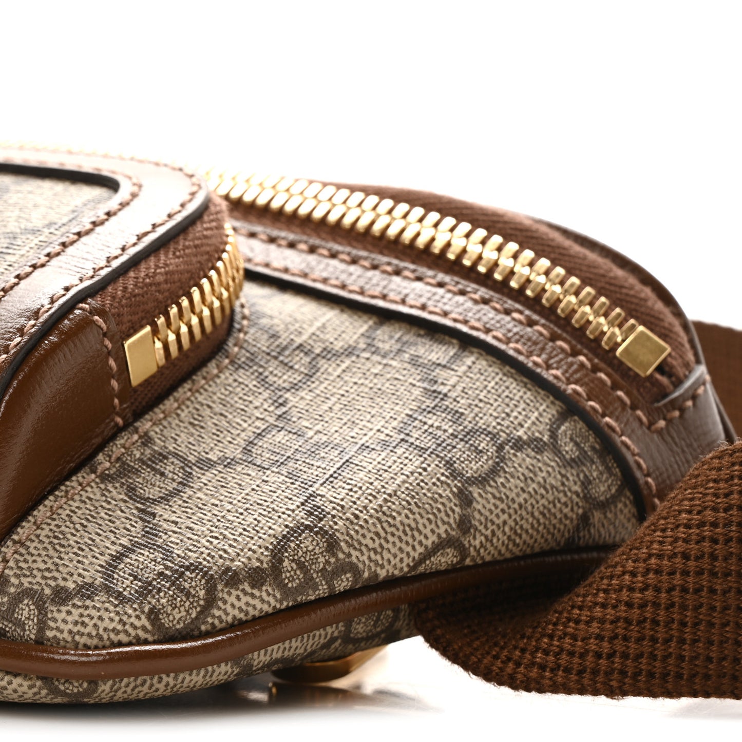 GG Supreme Monogram Textured Calfskin Retro Interlocking G Belt Bag Beige Ebony Brown Sugar