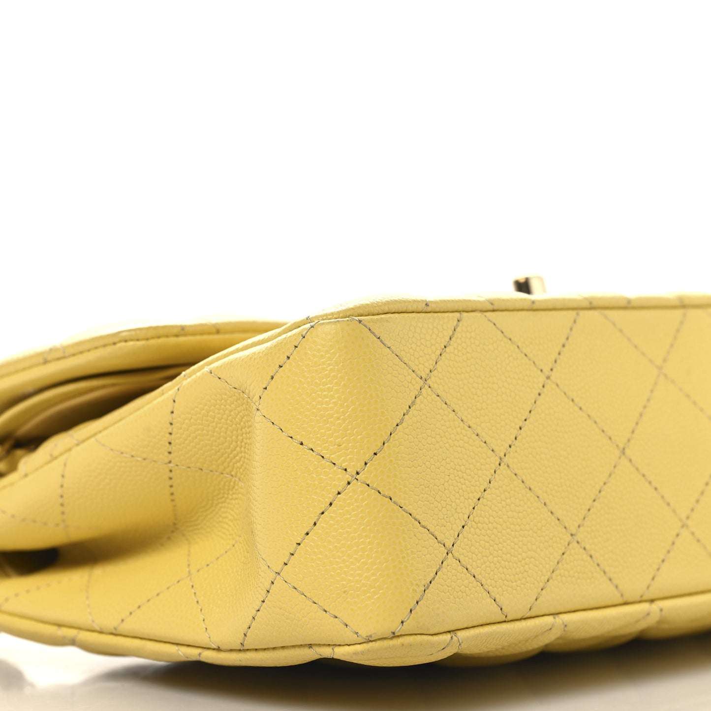 Caviar Quilted Small Double Flap Light Yellow