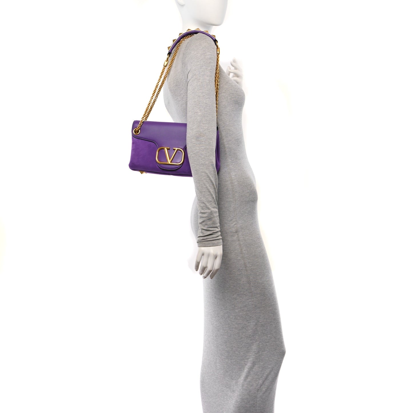 Nappa Suede Stud Sign Shoulder Bag Indian Violet