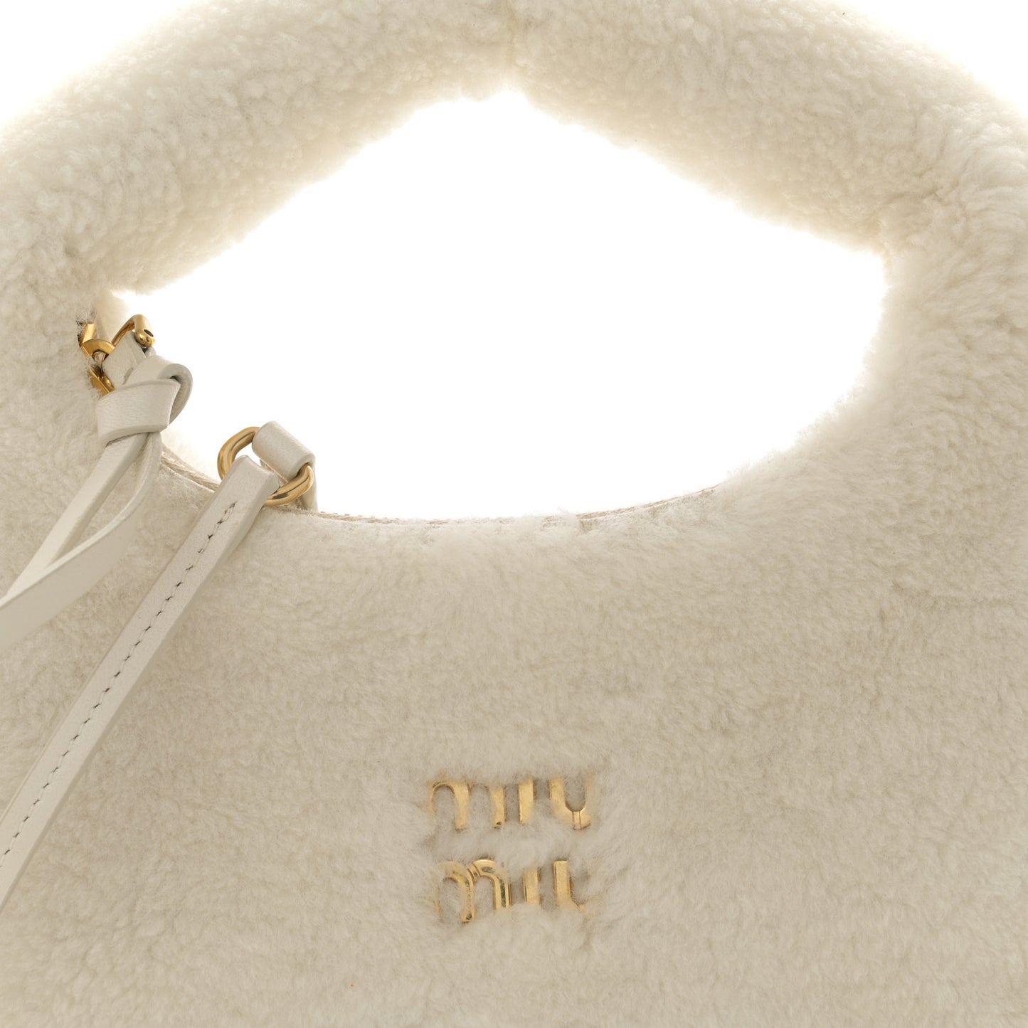 Montone Shearling Small Wander Hobo White