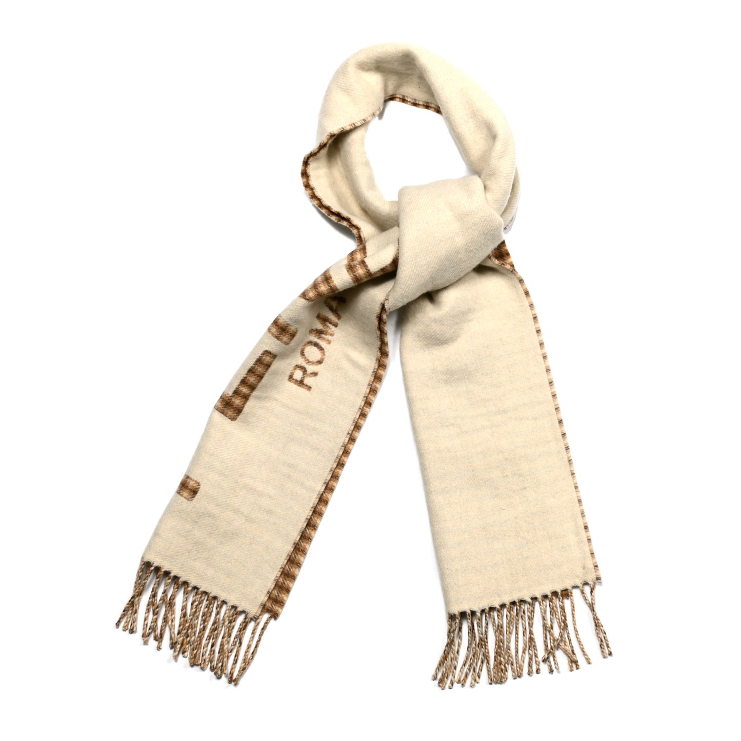 Wool Cashmere Logo Reversible Scarf White