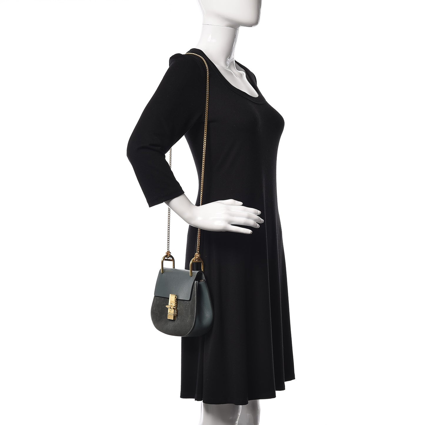 Suede Smooth Calfskin Mini Drew Shoulder Bag Cloudy Blue