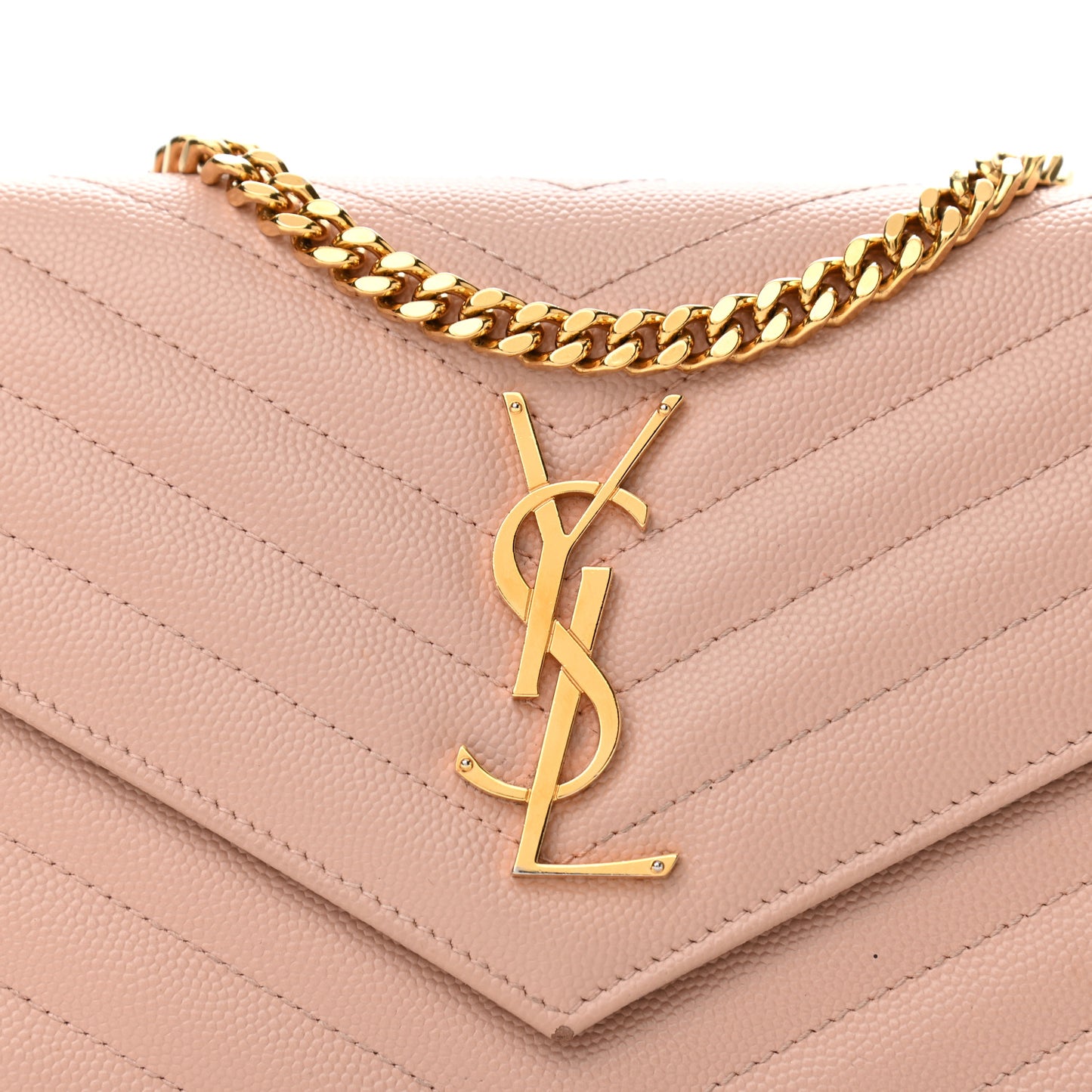Grain De Poudre Matelasse Chevron Monogram Chain Wallet Pale Pink