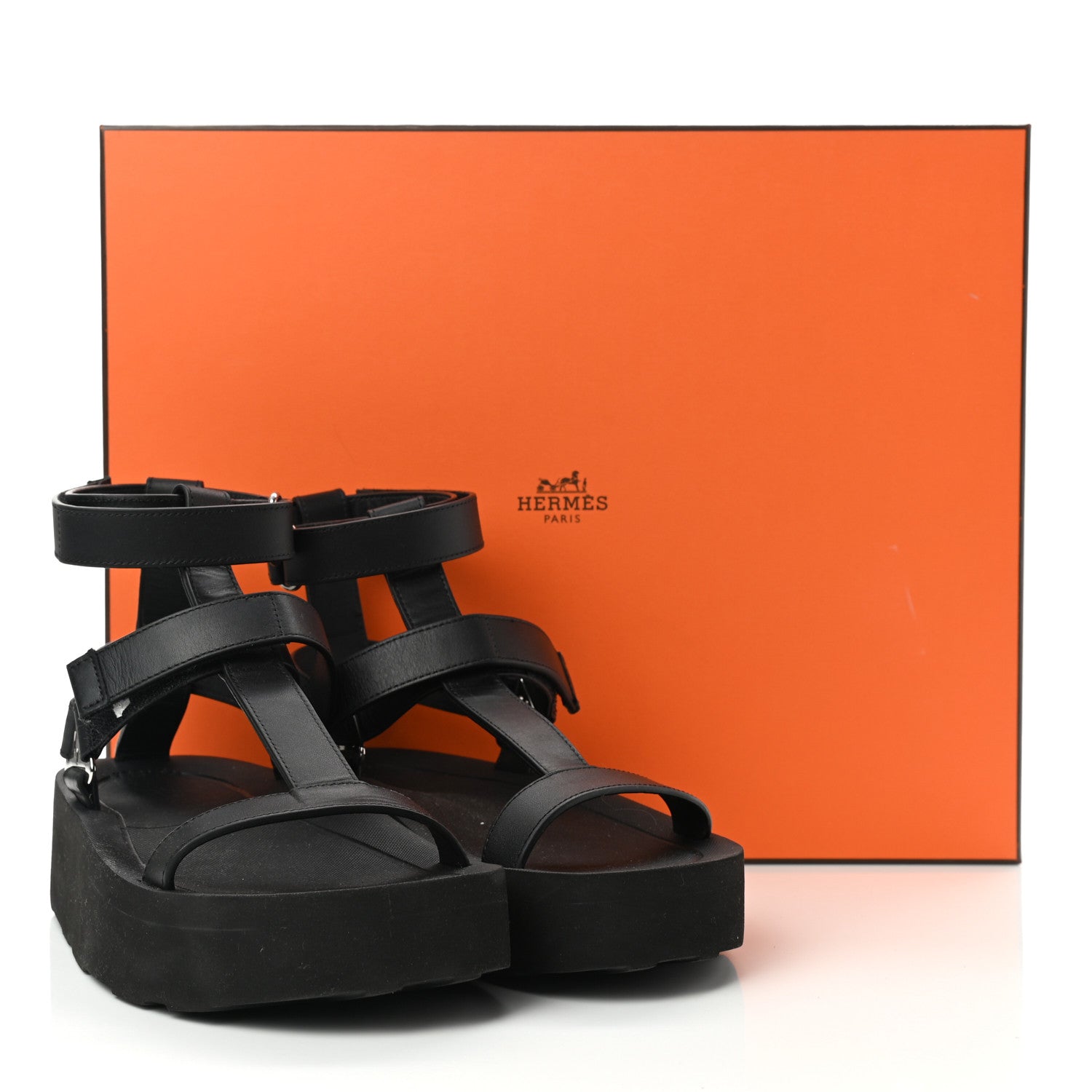 Hermes Calfskin Womens Enid Sandals 36 Black 9 of 9