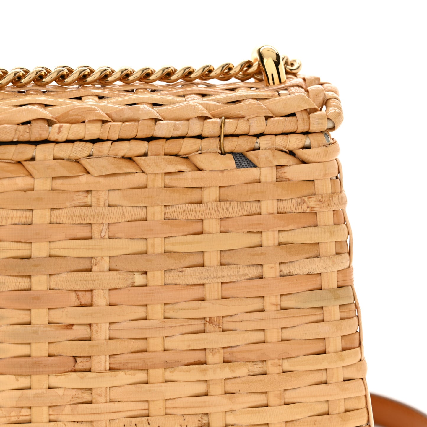 Glazed Wicker Small Cestino Shoulder Bag Natural
