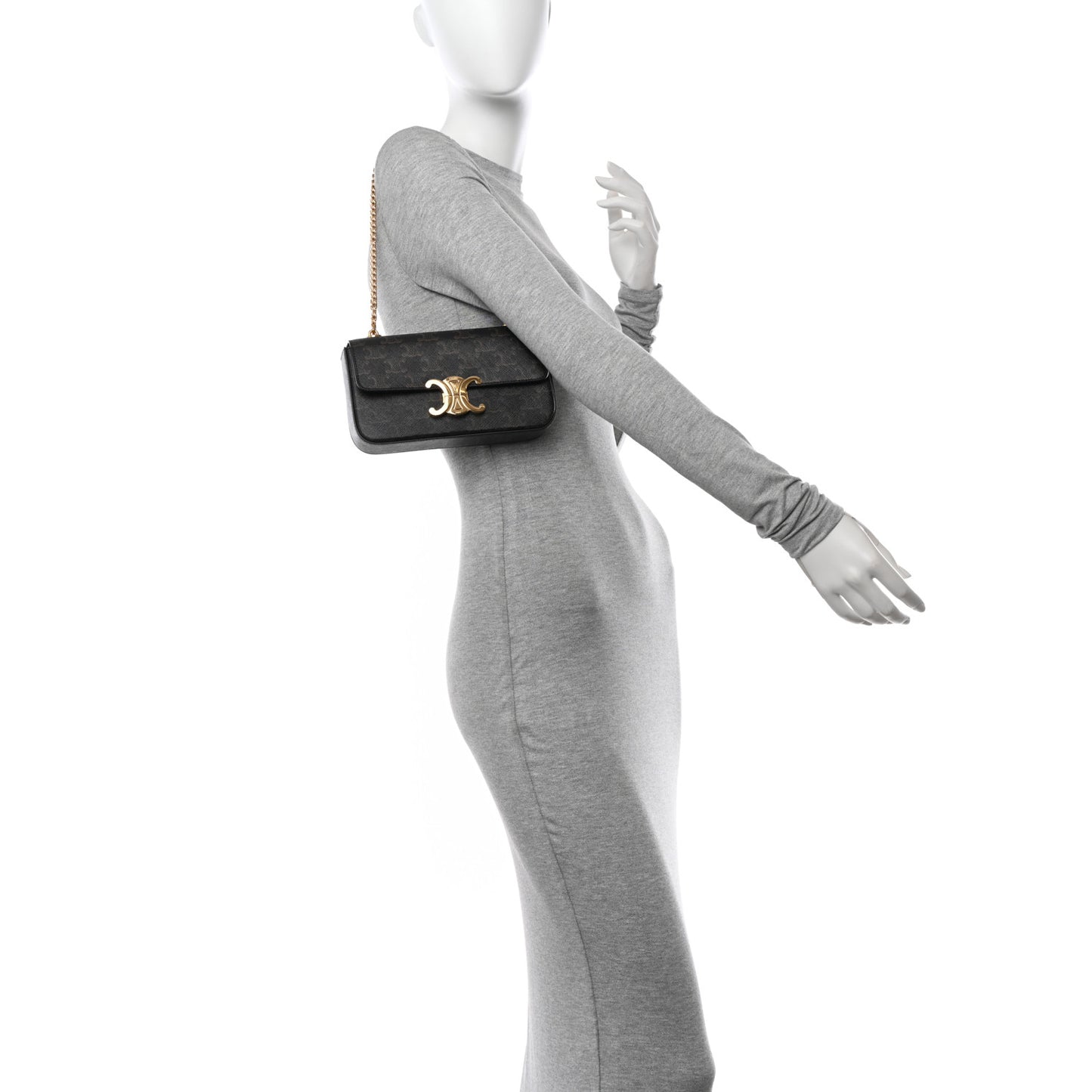 Triomphe Canvas Chain Shoulder Bag Tan