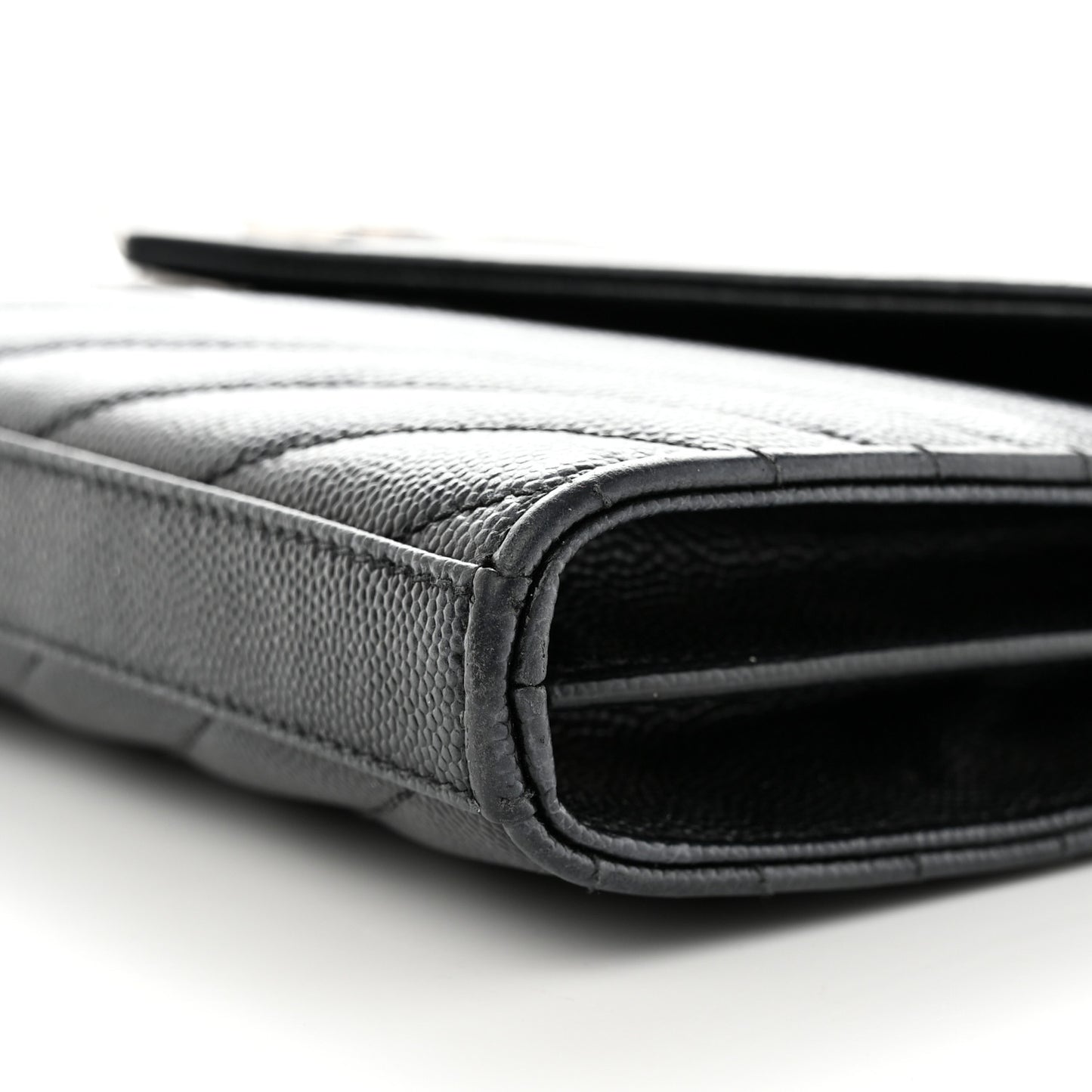 Grain De Poudre Matelasse Chevron Monogram Chain Wallet Black