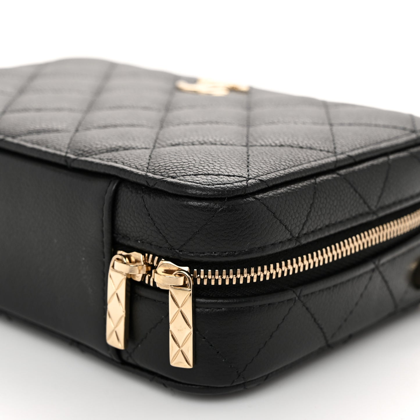 Caviar Quilted Top Handle Vanity Case Black