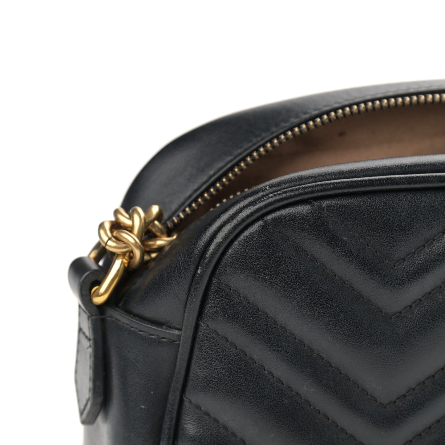 Calfskin Matelasse Small GG Marmont Chain Shoulder Bag Black