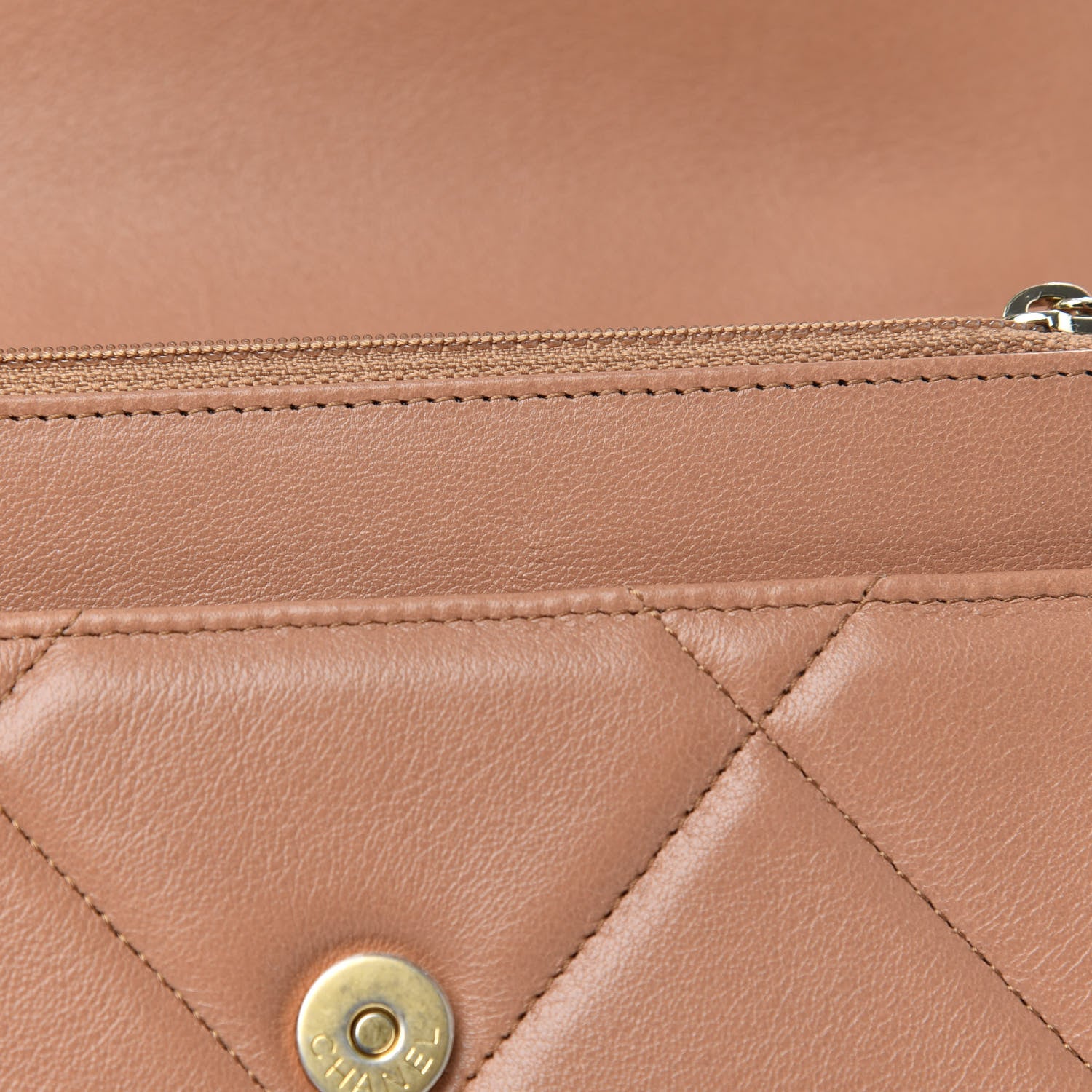 Chanel Lambskin Quilted Chanel 19 Wallet On Chain WOC Brown 12 of 14