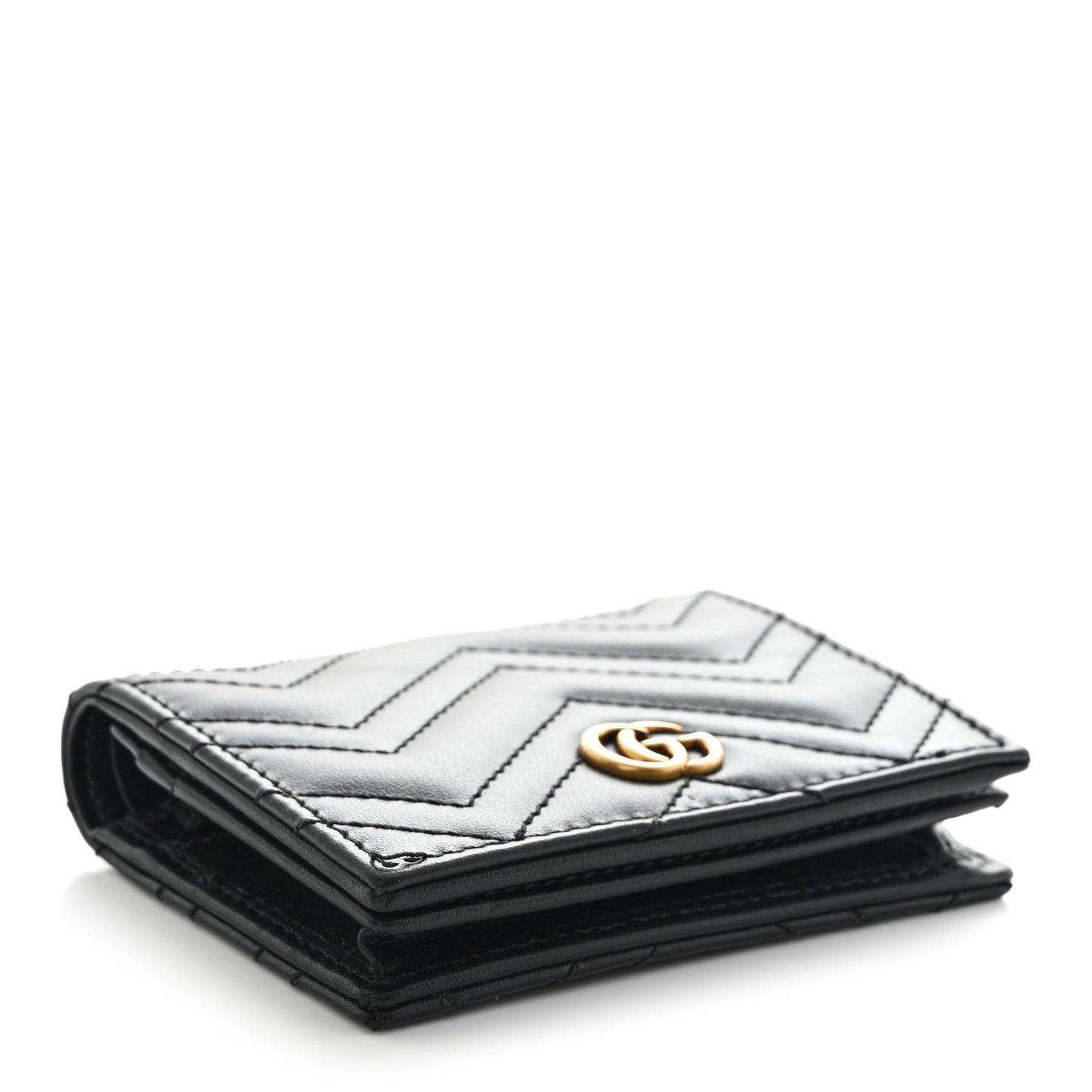 Calfskin Matelasse GG Marmont Card Case Black