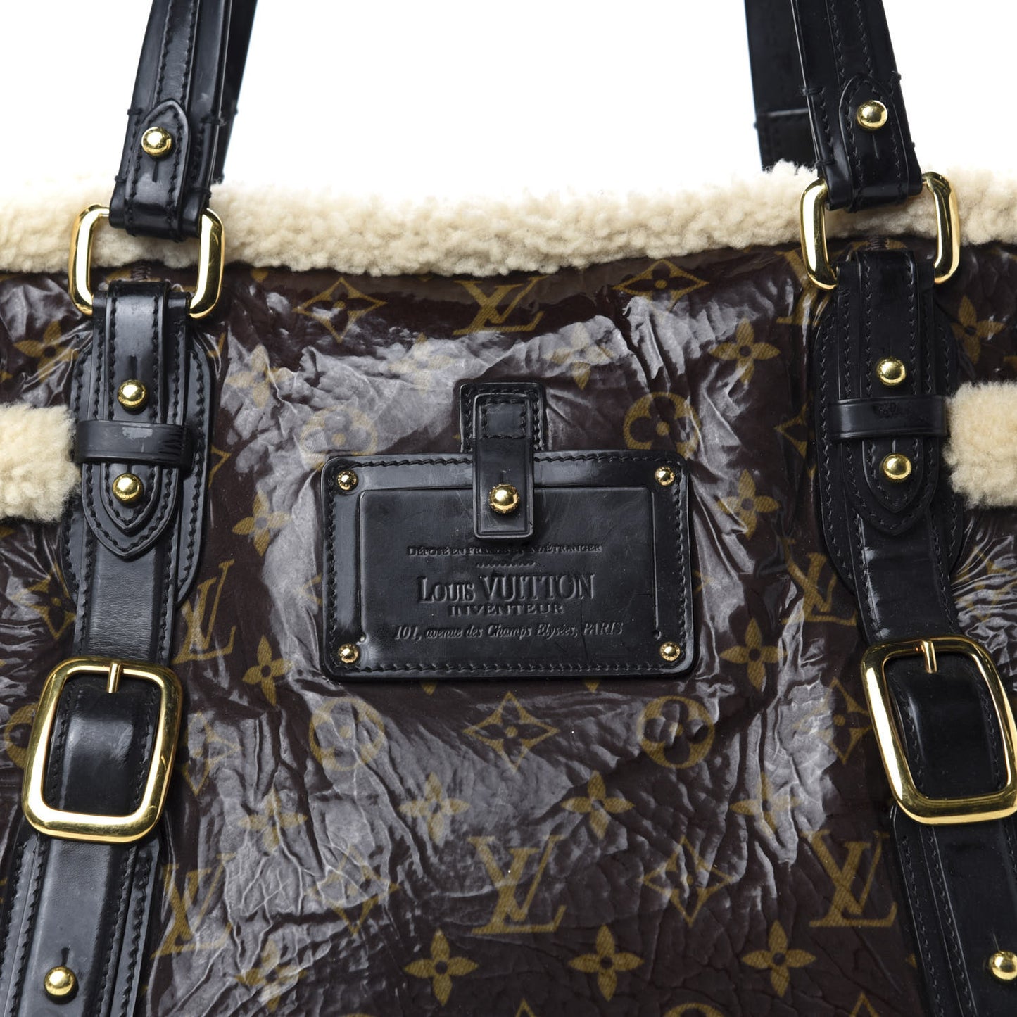 Patent Monogram Shearling Sac Thunder