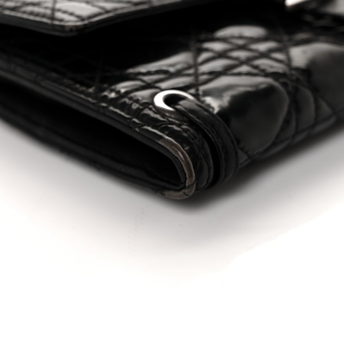Patent Cannage Crossbody Wallet Black