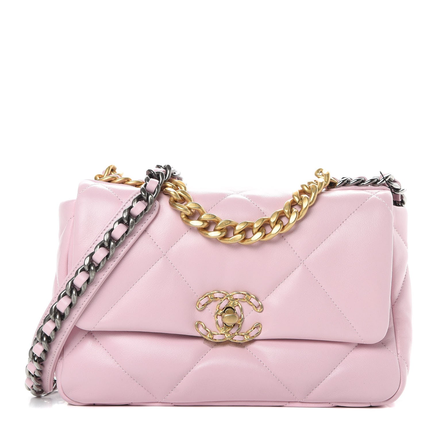 Iridescent Calfskin Quilted Medium Chanel 19 Flap Pink main image 0
