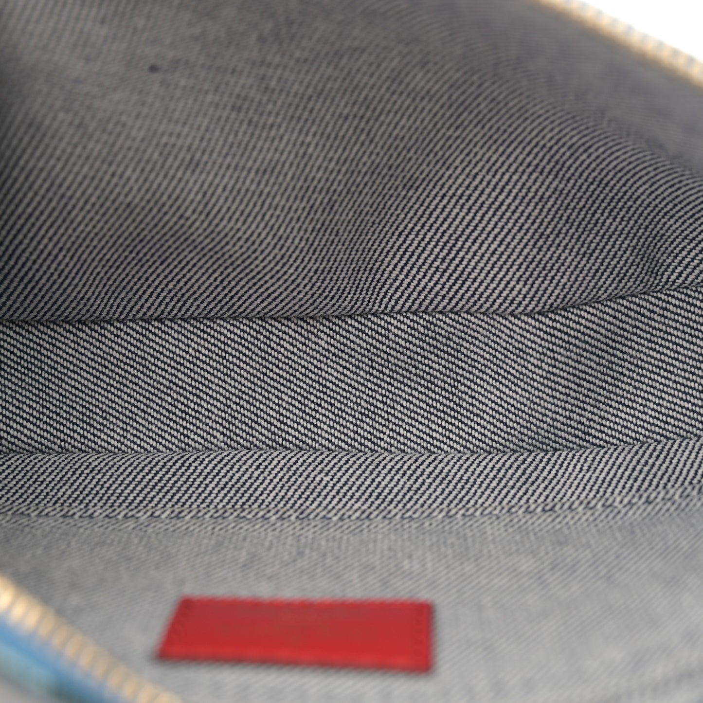 Denim Damier Monogram Patchwork Multi Pochette Accessories Blue Rouge