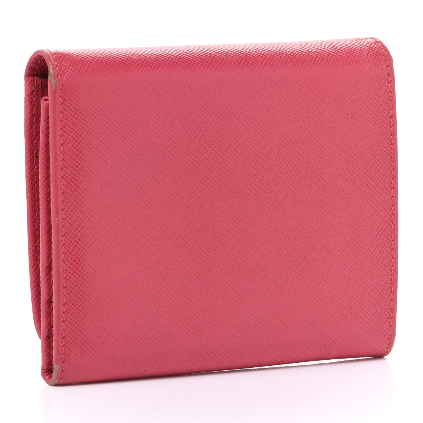 Saffiano Metal French Flap Compact Wallet Pink