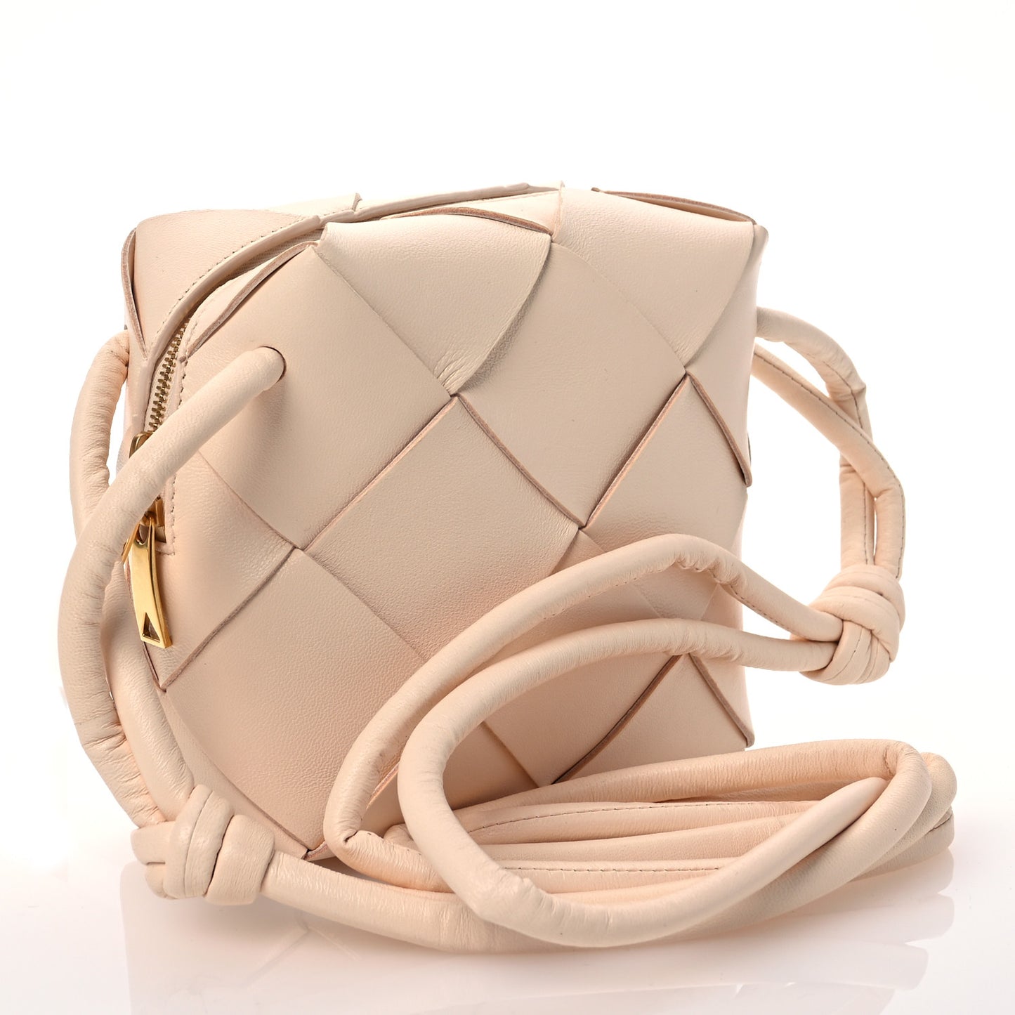 Lambskin Maxi Intrecciato Mini Cassette Camera Bag Macaroon