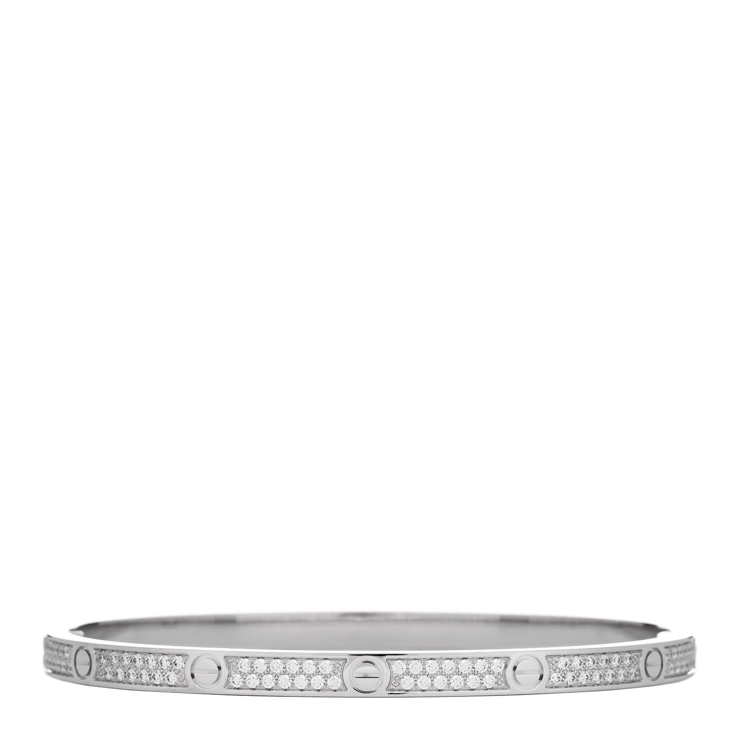 18K White Gold Diamond Small LOVE Paved Bracelet 16