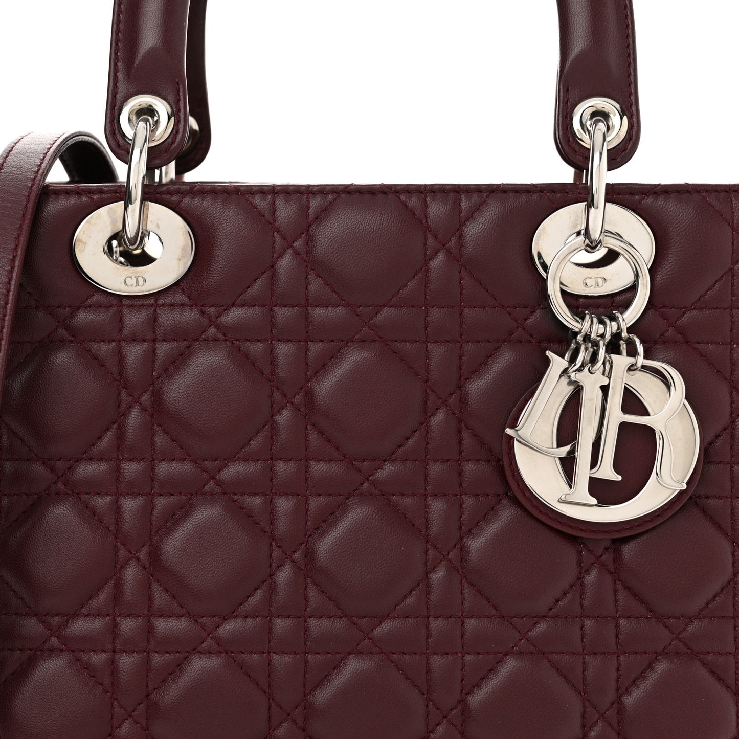 Lambskin Cannage Medium Lady Dior Burgundy